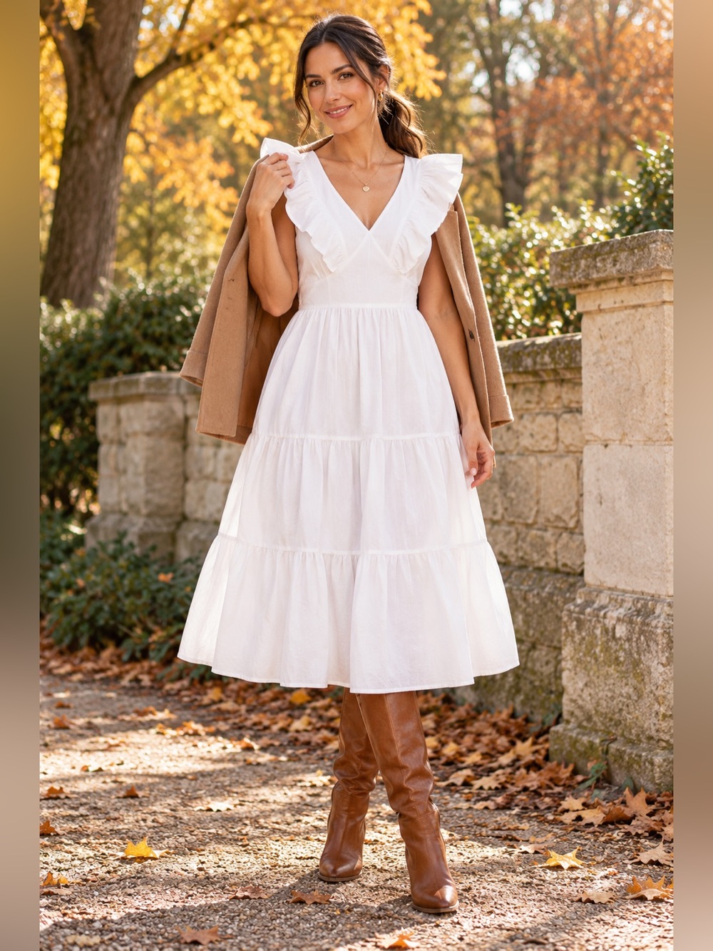 Francesca’s Brenda White Flutter Sleeve Tiered Midi Dress XL NWT Bridal